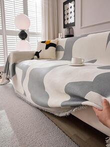 JIAJIAKU 1pc New Anti-Cat Scratch Sofa Cover Slipcover, Luxurious Feeling, Suitable For All Seasons, Sofa Blanket With Circle Decor - Grey - View 7