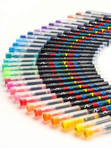 1 Set Of 72/60/48/36/24/12 Colors Acrylic Marker Pens, Liquid Ink Art Markers For Artists, Soft Tip Painting Brush, Waterproof & Fade Resistant, Graffiti Pens, High-Quality Pigment, Blendable