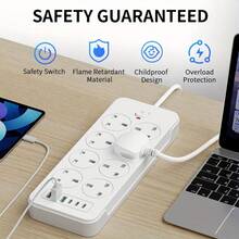 The New Multi-Functional Power Board/Power Socket/Strip Plug For 2025 Comes With 8 Sockets, Matched With (3 USB-A) (3 TYPE-C), 2m/6ft Extendable Power Extension Cable, Overload Protection, And 2 Color Sockets To Choose From, Suitable For Home And Office Use. - UK Plug(220-240V) - View 5