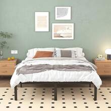 Lutown-Teen - Marco de cama individual de 25 pulgadas de alto con patas de esquina redondeadas, marco de cama de plataforma doble de metal resistente con soporte de listones de acero, no necesita - 14 pulgadas - Ver 12