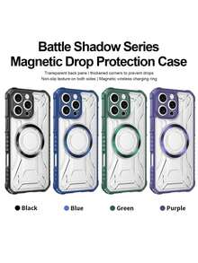 赛博朋克工业极简主义手机壳 - 透明和黑色/蓝色高端商务保护壳 - 强磁吸力。支持无线充电 | 时尚简约 - 优质铸造防震防刮 - 兼容 16/15/14/13-11/Pro/Pro Max/Plus、S20-S25/Ultra/FE Plus/Ultra、Redmi、 - 黑色 - 查看 8