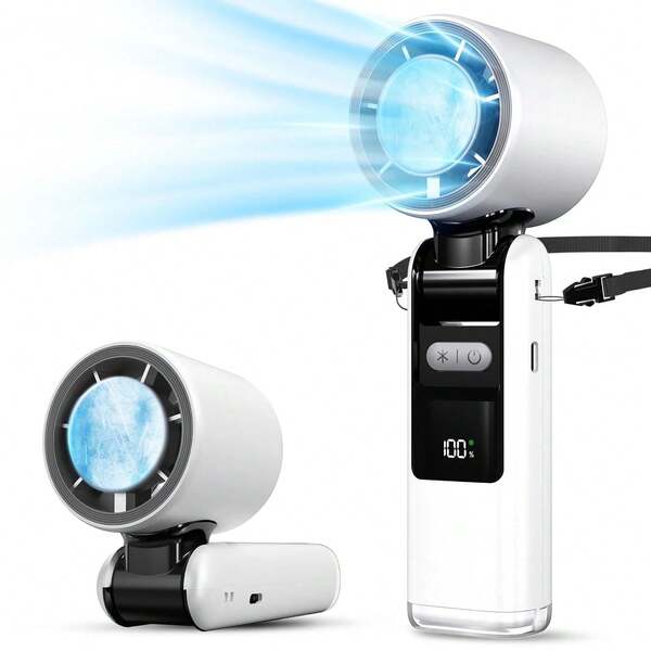 Portable Handheld Fan With Ice Cooler And Flashlight, Chill To 60℉ In Seconds, 20H Runtime,6500mAh Rechargeable Fan, Multi-Function Gifts For Beach Travel Vacation(White)