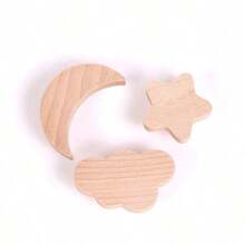 1pc Solid Wood Wall Hook, Wall Hanging Clothes Hook, Star Moon Cloud Cartoon Hook - Multicolor - View 4