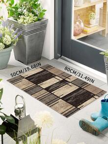 可水洗轻便现代几何图案地毯，米色/棕色/黑色/灰色可选 - 超长款，适用于走廊、客厅、卧室、办公室 - 涤纶材质，奢华家居装饰，客厅、浴室、厨房装饰地毯