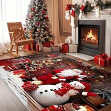 Christmas Santa Claus And Snowman, Christmas, Christmas Gift Decoration, Mat - Living Room Coffee Table Mat, Bedroom, Entrance Doormat And Dining Room, Outdoor Terrace, Garden And Courtyard Area Rug For Room, Decorations, Premium + 1. 19 Cm Per Square Meter 590g.