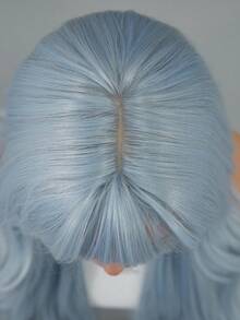 7JHH WIGS Blue Highlight Wigs Loose Extra Long Wavy Wigs For Women, Synthetic Wave Curly Wig With Bangs, Silky Soft Heat Resistant Fiber Hair For Halloween Cosplay Wear, Music Festivals Celebrations Party Use 30 Inch - 挑染藍色 - 查看 5