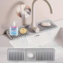 1 Stück Silikon Wasser Ablauf Matte für Küche/Badezimmer Spüle, Spritzschutz mit rutschfester Oberfläche/Abtropfgestell