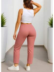 Stretch Pleated Trousers For Women - 淺粉色 - 查看 3