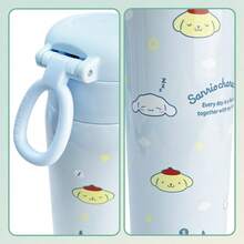 Miniso Sanrio Serie 316 Vaso aislado al vacío con impresión IP linda de 500ml/16.91oz con tapa de apertura con un solo toque, conveniente para ir al trabajo y mantenerse hidratado en la oficina (1 pieza) - Azul - Ver 3