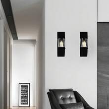 Candele da parete per decorazioni murali, candele metalliche nere da parete per stanze, corridoi, ingressi, decorazioni per bagni - nero - Visualizzare 4