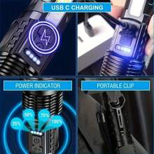 2-Pack USB Rechargeable High Power LED Handheld Flashlights, Work Lights With COB Side Lamp, 7 Modes, Emergency Lighting For Outdoors, Hiking, Camping, Up To 200M Range - 2PCS - View 10