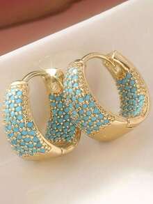 2 peças Brincos de Estilo Boêmio Feminino, Perfeitos para Casamentos e Presentes do Dia das Mães. Feitos de Cobre com Detalhes Únicos de Turquesa Sintética. Acessório de Moda Versátil, Perfeito para Festas e Presentes. Use para um Estilo o Ano Todo.