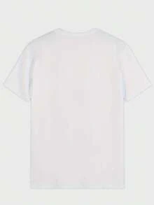 Vintage Style Graphic Print White T Shirt,Comfortable Casual Short Sleeve, 220 Grams Heavyweight Cotton Printed T-Shirt - 白色 - 查看 2