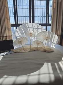 1pc Vintage White Creative Blank Paper Parasol/Umbrella For Women, Wedding - Available In 4 Sizes, Paper Umbrella Diameter Sizes