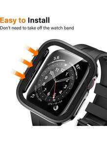 Waterproof Case Compatible With Apple Watch Case For Men And Women Straight Edge Waterproof, Drop-Proof And Scratch-Resistant Hard Pc And Tempered Glass Screen Film Integrated Watch Case Compatible With Apple Watch 40/41/42/44/45/46/49mm Replacement Case Compatible With Apple Watch Series Ultra/11/10/9/8/7/6/5/4/Se Case, Sensitive Touch All-Round Protection Of The Watch From Damage