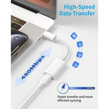 1-3PCS USB C Adapter, USB C To Lightning Converter Supports Charging + Call + Data Transfer, Compatible With IPhone 17/16/15 Plus/Pro/Max, Pro/Air 6/5/4, - White - View 5