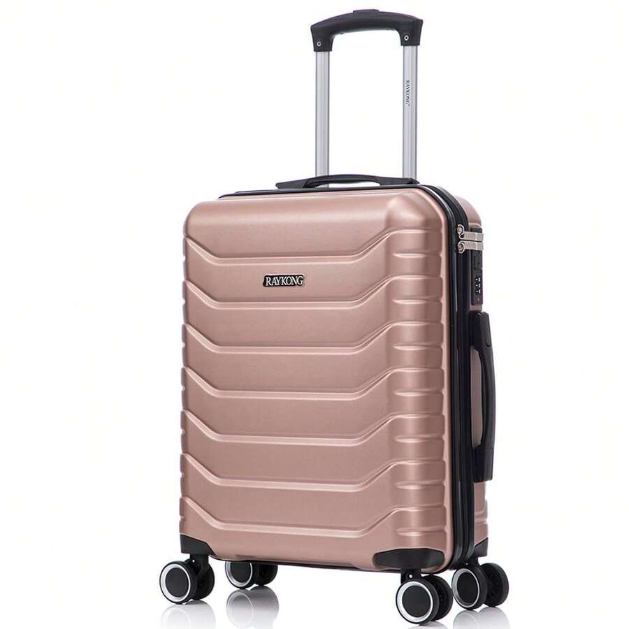 Cabin Suitcase 55x40x20cm ABS+Polycarbonate - 10kg (40L) | Semi-Rigid Small Trolley Hand Luggage 4 Wheels 360° Swivel Numeric Lock - Yellow/Navy/Mint/Black/Pink/Rose Gold/Turquoise/Green - 銹玫瑰色 | S | 55x40x20 - 查看 1