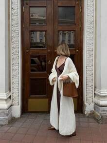 Vivid Style Women's Casual Fashion Loose Long Versatile Street Style Solid Color Elegant Knit Cardigan