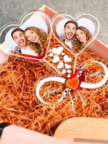 1pc Personalized Acrylic Photo Night Light With Wooden Base - Heart, Circle, Or Infinity Shapes - Warm, White, Or 7-Color LED Options - Perfect For Mothers, Women, Teens, Couples - Unique Gifts For Family And Friends - Ideal Bedroom And Living Room Decor - Great For Mother's Day, Valentine's Day, Christmas, Birthdays - Style 5- - View 7