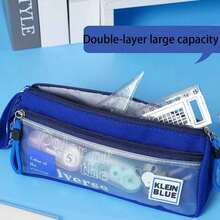 A Double-Layer Large-Capacity Pencil Case For Boys, Girls, Artistic Youth, Canvas, Simple Japanese-Style Stationery Bag And Pencil Case For Primary And Secondary School Students