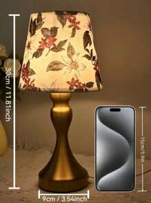 Vintage Floral Fabric Lamp With Energy-Saving LED, USB Powered - Metal Base, Warm Glow Suitable For Bedroom, Study Or Living Room Decor, Study Lighting | Vintage Style Lamp | Fabric Lampshade, Bedroom Desk Lamp