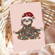 1 cartão de Natal com tema de preguiça "Feliz e Brilhante" (11,9 x 16,2 cm + envelope) | Saudação divertida de animais para o feriado | Design festivo exclusivo para família e amigos | Perfeito para Natal, Ano Novo e aniversários de inverno | Cartão aconchegante para comemoração sazonal