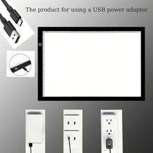 1pc Diamond Painting LED Light Pad, 5D Diamond Painting Art Tool Kit, Extra Large A2 Size/Large A3 Size/Medium A4 Size, Drawing Tracing Light Board, Handcraft LED Light Box, USB Powered, Dimmable Brightness, Flicker-Free Illuminated Surface With Standard Ruler, Suitable For Diamond Painting Art, Sketching, Drawing, Sewing, Sand Art, Oil Painting, Includes Data Cable And 4 Fixing Clips, Ideal For Back To School, Holidays, Birthday Gifts - Multicolor - View 4