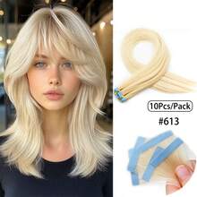 10片/包，50克黑色直发合成接发，无痕隐形，自然黑色，适合发量稀少的女性，打造自然逼真的效果。高品质接发，适合日常佩戴，也适合节日、圣诞节、情人节等各种场合。