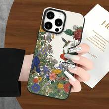 Fundas protectoras con diseño de colibrí y flor, con orificios grandes. Compatibles con los modelos 16 Pro, 16, 15 Pro, 14, 14 Plus, 14 Pro, 13, 13 Pro, 12 Pro y 11/11 Pro. Ideales para regalar en cumpleaños y celebraciones. - Negro - Ver 7