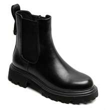 Women's Chelsea Boots, Thick Sole Design - Comfortable & Fashionable, Showcasing Urban Chic - Black - View 2