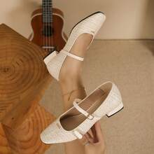 Sapatilhas de bailarina femininas elegantes, confortáveis, estilo balé, bico quadrado, tira preta, minimalistas, adequadas para festas, banquetes, feriados, boates, saltos grossos versáteis - Damasco - Ver 3