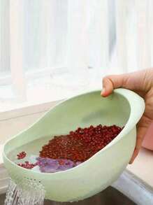 1pc Kitchen Rice Washer Strainer Colander Plastic Rice Washing Bowl Vegetable Fruit Drain Basket