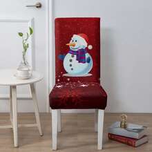 1/4/6/100 pezzi Coprisedia natalizi in tessuto elasticizzato, Coprisedia per casa/hotel/ristorante/sala da pranzo, Decorazioni natalizie a tema cartoni animati - Multicolore - Visualizzare 7