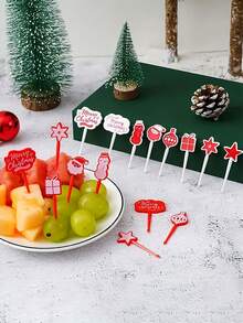 8pcs/16pcs/24pcs/32pcs Christmas Fruit Picks,Santa Claus Fruit Fork And Snowman Doll Design,Cute Fruit Forks For Snacks,Cake, Xmas Table Decoration,Christmas Snack Fruit Fork,Christmas Party Party Fruit Fork,Cute Christmas Fruit Pick