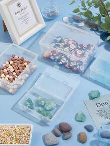 4 Piece Of Transparent Buckle Open-Type Portable Sundry Storage Box In Small, Medium And Large Sizes, Suitable For Storing Hair Accessories, Small Items On The Desktop, Dustproof And Anti-Fouling. - Clear - View 5