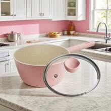 ABKOK 1pc/2pcs 18cm Nonstick Frying Pan & Stockpot Duo – Space-Saving Design For Singles & Couples, Single Pans And Cookware Sets Are Sold Individually