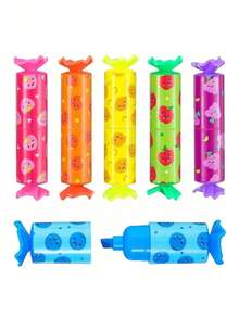 3 pezzi Mini evidenziatori pastello caramella, 6 colori carini con punta a scalpello per feste a tema caramelle, compleanni, disegno, realizzazione di cartellone, diari, biglietti di auguri, forniture scolastiche e per ufficio, ritorno a scuola
