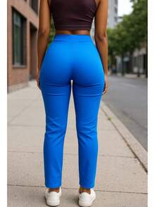 Stretch Pleated Trousers For Women - 青碧色 - 查看 4