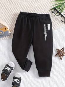 0-3 Years Old Toddler Boys' Long Sleeve Hoodie Sweatshirt And Casual Pants Set, Infant Letter Print Sportswear For Autumn/Winter - Blue - View 6