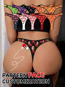 1PC Custom Thong With Face, Custom Photo Briefs, Personalized Face Thong, Personalized Underwear With Face, Custom Face On Underwears, Custom Photo Thong, Custom Thongs For Women