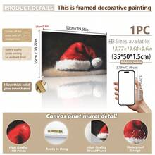 1pc, Canvas Wall Art, Christmas Frame Wall Decoration, Vintage Classic Santa Hat Art, Rustic Christmas Decor, Winter Retro Poster, Santa Claus Oil Painting, Winter Decor Poster, Minimalist Wall Decor, Modern Art, Contemporary Home Decor