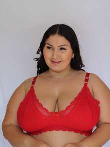 Sutiã Renda PLUS size Sustentação Virginia - Vermelho - Visão 3