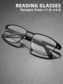 男女通用经典商务办公简约风格老花镜，新款方形眉框半框不锈钢镜架超轻老花镜，高清护眼，长时间佩戴不眩晕，适合阅读、缝纫、商务、办公、日常使用、运动，防滑，电脑使用，舒适防眼疲劳，便捷便携设计，适合各种脸型 - 透明色 - 查看 10