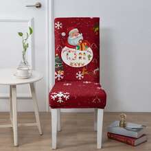 1/4/6/100pcs Christmas Print Stretch Chair Covers, Home/Hotel/Restaurant/Dining Chair Slipcovers, Cartoon Holiday Decor - Multicolor - View 11