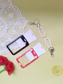 2Pcs/Set Card Cover For Attracting Wealth Cat Astronaut Cute Simple Durable Sliding Cover Multifunctional Hanging Rope Plastic Access Card Classic Cartoon Protective Cover