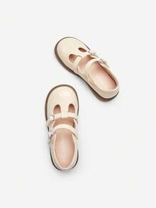 Balabala Girls Patent Leather Mary Janes 2025 Spring/Autumn Dress Shoes With Hook And Loop - Off-white - View 4