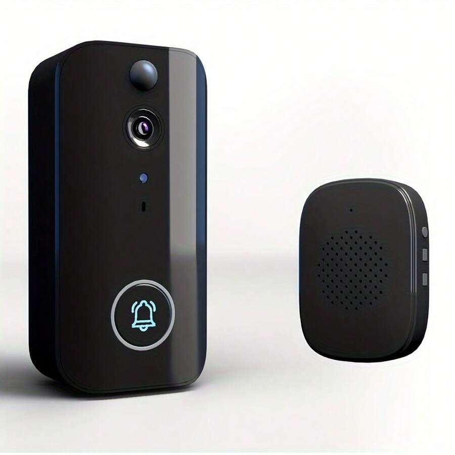 Doorbell Wireless Camera, Intelligent Visual Doorbell, Wide-Angle High-Definition Night Vision 4000mAh Rechargeable Safety Doorbell, Suprot Video Call, Visitor Capture, Recording, APP Control, Voice Switching, 38 Ringtones, Cloud Storage, Supports 2.4G WiFi