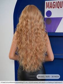 7JHH WIGS Dark Blonde Wig Loose Extra Long Wavy Wigs For Women, Bronze Golden Synthetic Wave Curly Wig With Bangs, Silky Soft Heat Resistant Fiber Hair For Daily Wear, Music Festivals Celebrations Party Use 30 Inch - 黃色 - 查看 2