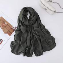 1pc Women's Wide-Banded Solid Color Breathable Head Scarf, Classic Minimalist Lightweight Long Scarf, Women's Daily Headwrap, Elegant Shawl