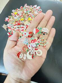 20/50/100 PIEZAS Surtido aleatorio (aproximadamente 20 estilos) Encantos con temática navideña de DIY, cuentas y colgantes de aleación de zinc para Navidad para hacer pendientes, collares, pulseras y llaveros